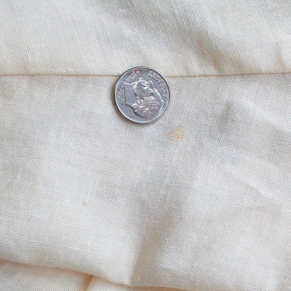 Vintage 80s Dress Ramie Cotton Lace Cutwork Embroidery Peplum Beige Midi 8 - Picture 15 of 15